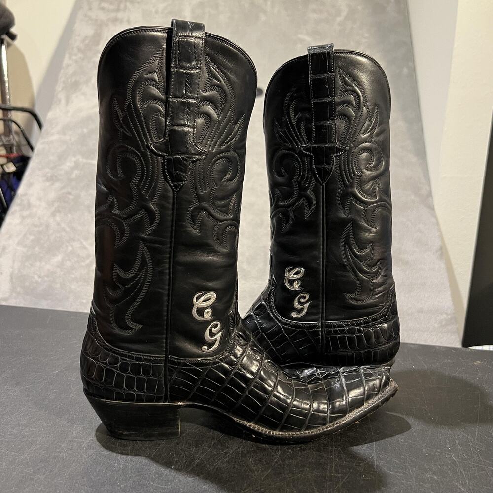Stallion Cowboy Boots Womens 6 B Black Hornback Alligator Western Exotic Leather - Picture 7 of 16